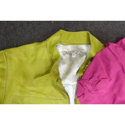 67 - Ladies jackets: to include a Chelsea Bukik pale green leather blouse; a Miss Cassidy black leather e... 