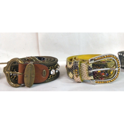 71 - Nine ladies Nanni belts: to include examples with faux fur and diamante; and some ornamented with pa... 