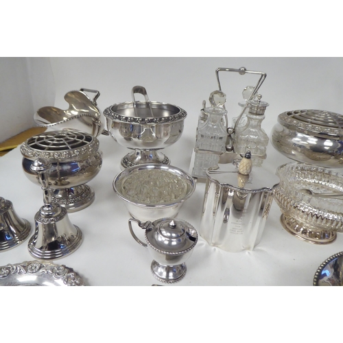 8 - Silver plated and stainless steel tableware: to include a four piece cruet with moulded glass recept... 