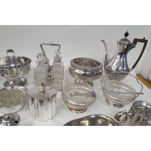 8 - Silver plated and stainless steel tableware: to include a four piece cruet with moulded glass recept... 