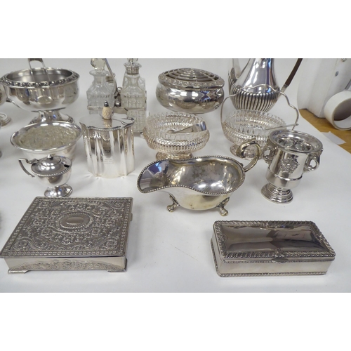 8 - Silver plated and stainless steel tableware: to include a four piece cruet with moulded glass recept... 