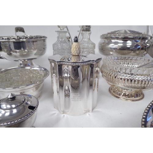 8 - Silver plated and stainless steel tableware: to include a four piece cruet with moulded glass recept... 