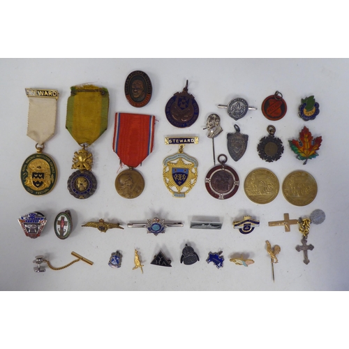 93 - Badges and emblems: to include an enamelled silver National Union of Railwaymen; and the ANC Nelson ... 