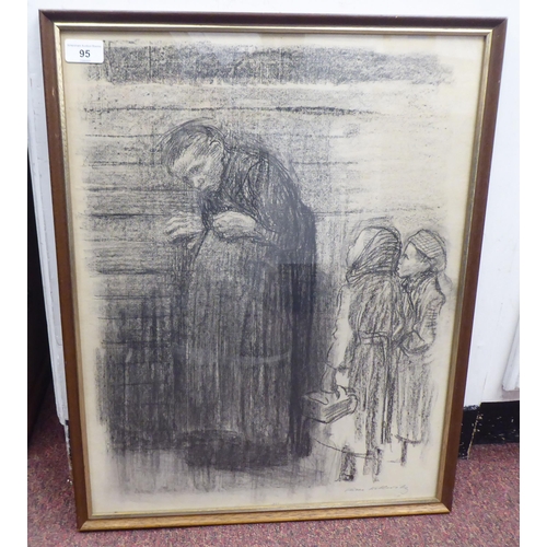 95 - After Kathe Koilwitz - 'Homeworker' two children and an older woman  lithograph  bears a pencil sign... 