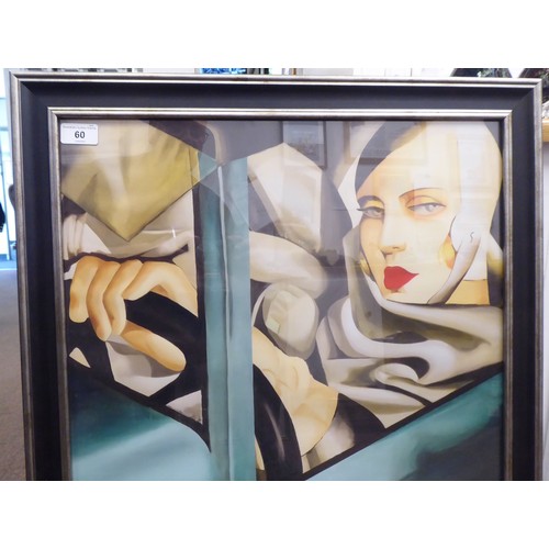 60 - A Tamara de Lempicka coloured print, depicting a young lady in a car  27