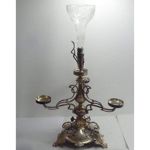 1 - Silver plate, viz. a twin handled pedestal wine cooler; and an epergne  20