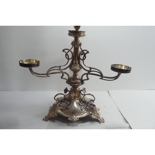 1 - Silver plate, viz. a twin handled pedestal wine cooler; and an epergne  20