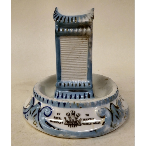 113 - An early 20thC Austrian porcelain promotional vesta holder, advertising 'Caley's Table Waters'  5