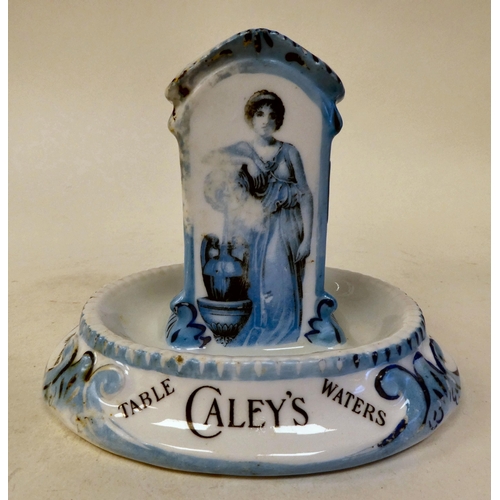 113 - An early 20thC Austrian porcelain promotional vesta holder, advertising 'Caley's Table Waters'  5