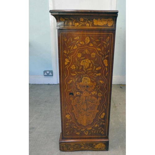 3 - A 19thC Continental rosewood and floral marquetry breakfront cabinet, comprising three inline, full ... 