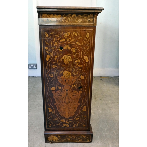 3 - A 19thC Continental rosewood and floral marquetry breakfront cabinet, comprising three inline, full ... 