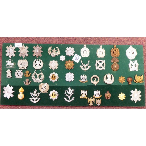 313 - Approx. forty British military cap badges and other insignia, some copies: to include various Highla... 