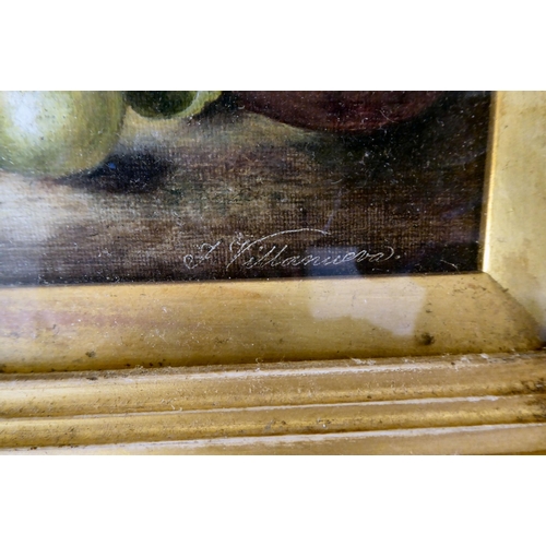 316 - J Williamson - a pair of still life studies, soft fruit  oil on canvas  bearing signatures... 