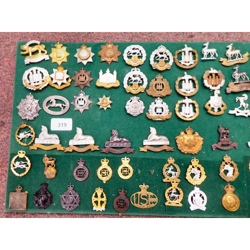 319 - Approx. ninety British military cap badges and other insignia, some copies: to include The Border; T... 