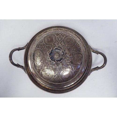 324 - A late Victorian silver butter dish with a frosted glass liner, comprising a decoratively pierced an... 