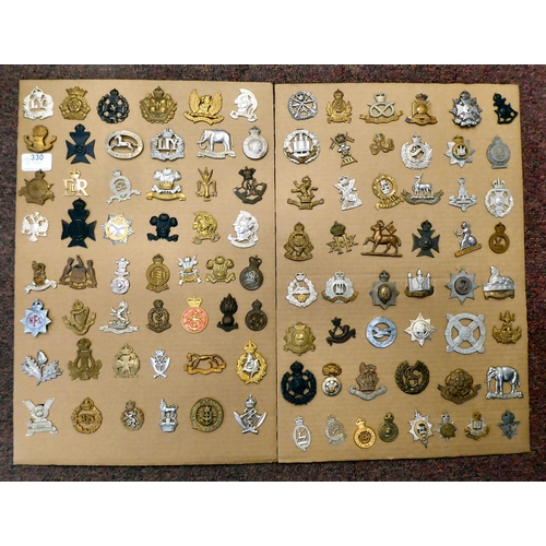 330 - Approx. 100 British military cap badges, some copies: to include Royal Army Ordnance Corps; The Nort... 