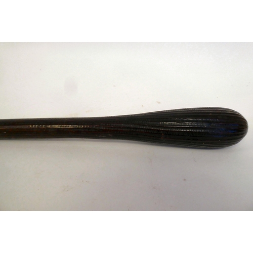 338 - A Tonga wooden throwing club of tapered form with fine rib carved ornament  23