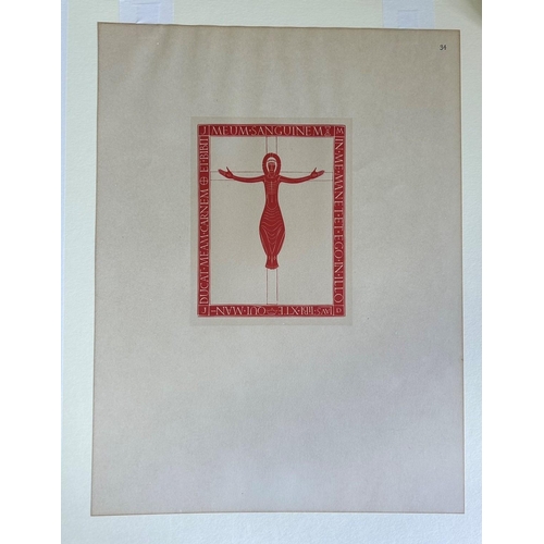 35 - After Eric Gill - 'Crucifix'  Limited Edition 34/400 in red ink, wood engraving for 'Engravings by E... 