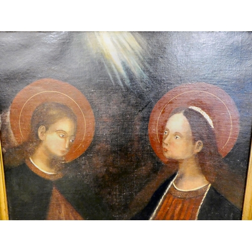 53 - A religious study, two head and shoulders representations of saints  oil on canvas  23