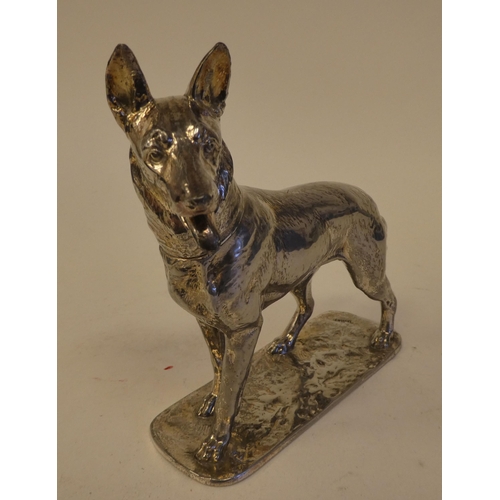 70 - A cast white metal model, a standing German Shepherd, impressed Diller and No.25226, on a plinth  6