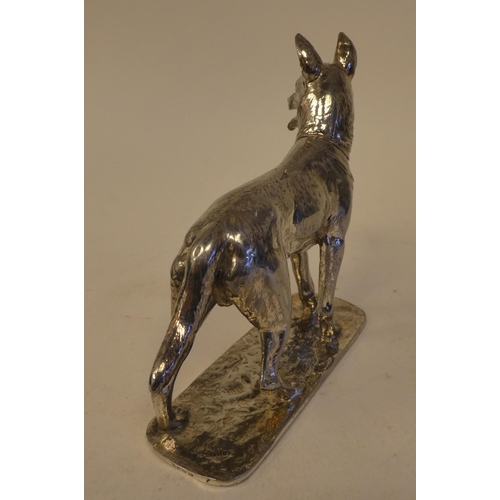 70 - A cast white metal model, a standing German Shepherd, impressed Diller and No.25226, on a plinth  6