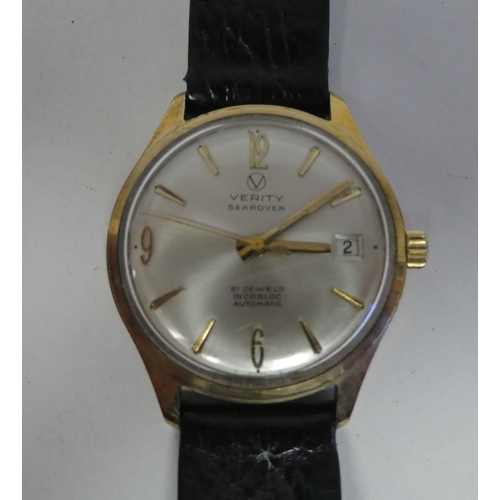 72 - A Verity Searover gold plated, stainless steel cased wristwatch, the automatic movement with sweepin... 