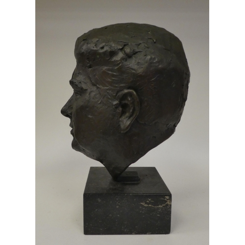 94 - A cast and patinated bronze male bust  impressed Burleighfield LS 82 1/3  15