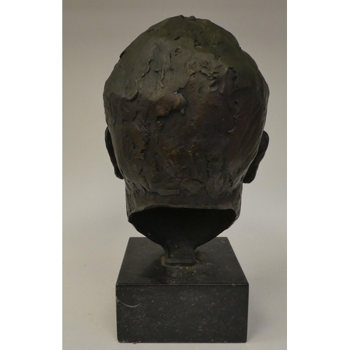 94 - A cast and patinated bronze male bust  impressed Burleighfield LS 82 1/3  15