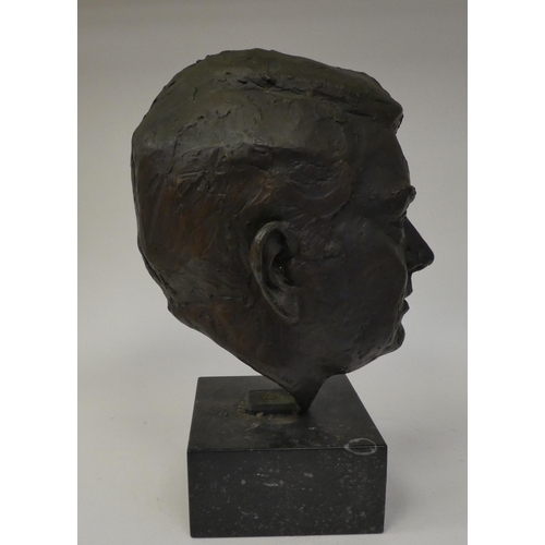 94 - A cast and patinated bronze male bust  impressed Burleighfield LS 82 1/3  15