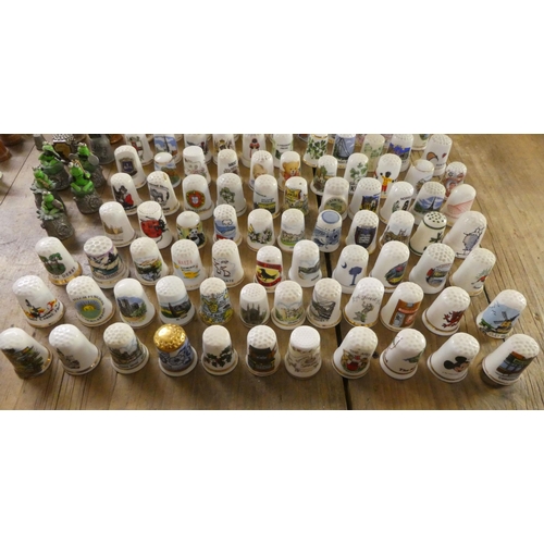 100 - A collection of mainly bone china thimbles