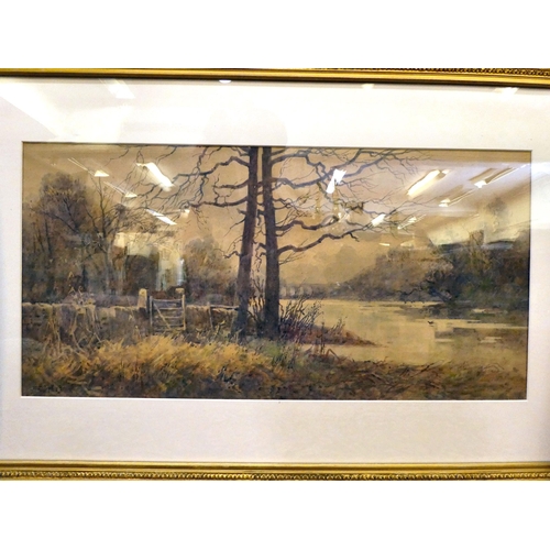 101 - Pictures: to include John Guttridge Sykes - a woodland riverscape  watercolour  bears a signature  1... 