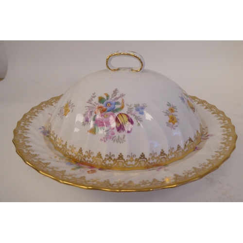 106 - Ceramics: to include a late Victorian blush ivory glazed, china biscuit barrel with a silver plated ... 