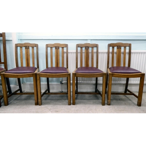 126 - Three sets of four 1920/30s oak framed dining chairs, each in a unique design