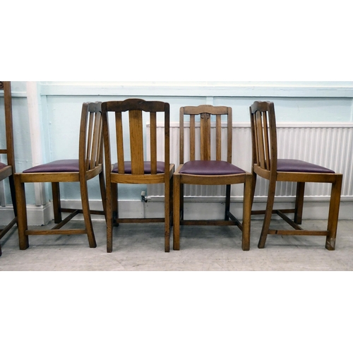 126 - Three sets of four 1920/30s oak framed dining chairs, each in a unique design