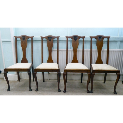 126 - Three sets of four 1920/30s oak framed dining chairs, each in a unique design