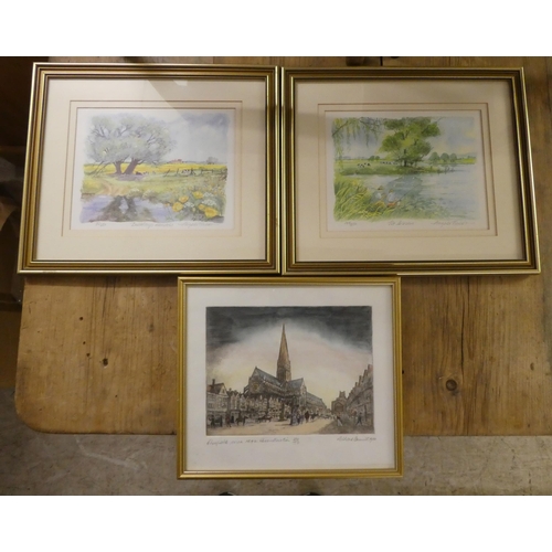 143 - Framed pictures and prints - mainly landscapes  some bearing signatures  mixed sizes