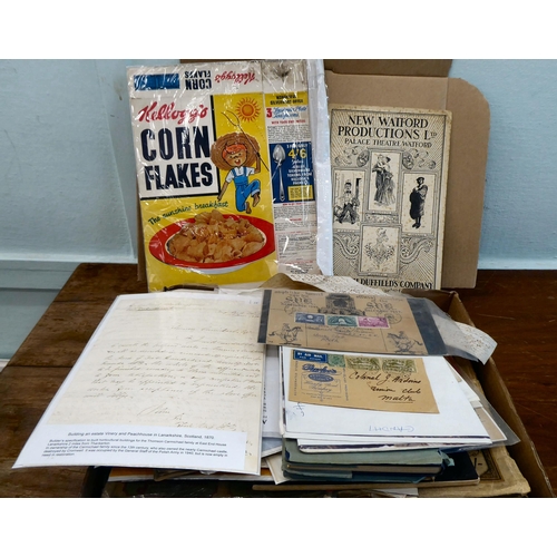 164 - Mainly 19th & 20thC printed ephemera: to include a 1958 Kellogs Corn Flakes cereal box