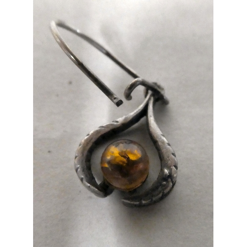 167 - Silver and white metal jewellery, set with amber coloured stones