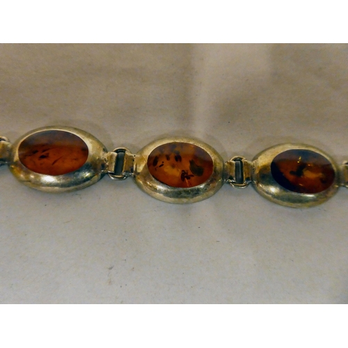 167 - Silver and white metal jewellery, set with amber coloured stones