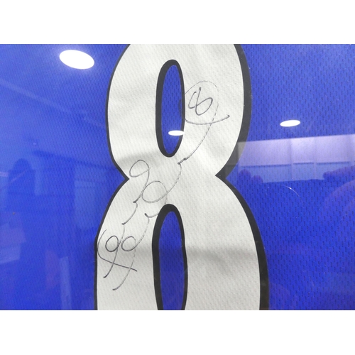 22 - Football memorabilia, viz. a circa 2004 Chelsea FC home strip, signed by Frank Lampard  framed with ... 