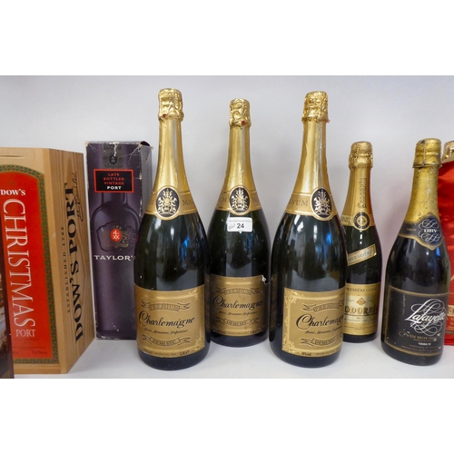 24 - Alcoholic beverages: to include three magnums of Premium Charlemagne