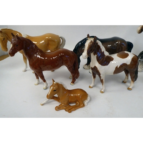 25 - Seven Beswick china model horses and foals  various poses  tallest 7