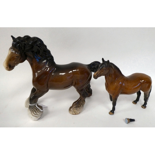 25 - Seven Beswick china model horses and foals  various poses  tallest 7