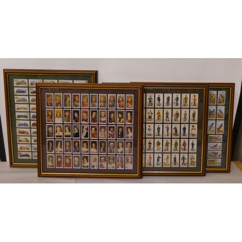 348 - Four framed themed groups of Wills and Players cigarette cards 