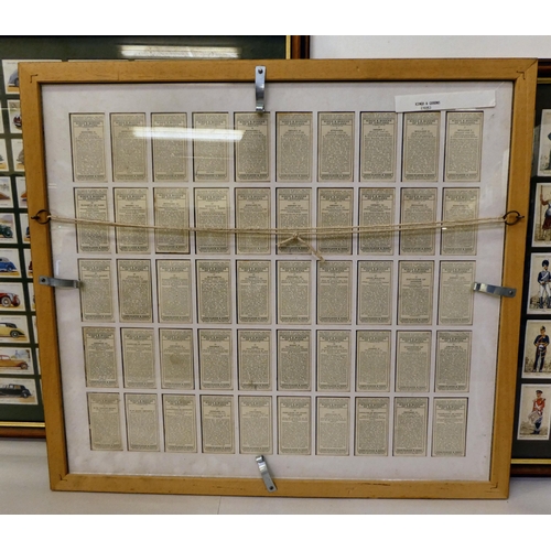 348 - Four framed themed groups of Wills and Players cigarette cards 