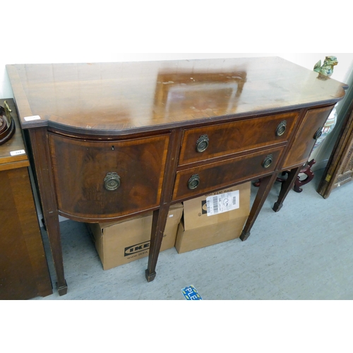 356 - A Regency crossbanded  mahogany sideboard, the straight front with two drawers, flanked by two ... 