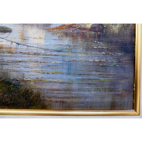 36 - P Carlos - a Dutch riverscape  oil on canvas  bears a signature  18