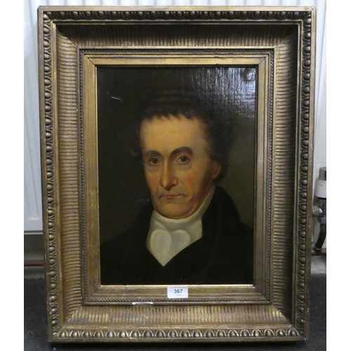 367 - A late 19thC head and shoulders portrait, a man  oil on canvas  16