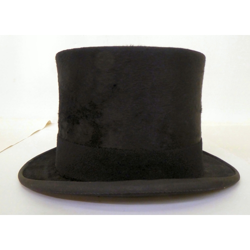 376 - A Lock & Co black silk top hat, reputedly once the property of Sir John Dashwood, West Wycombe P... 