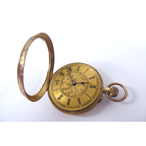 4 - A late Victorian 18ct gold cased fob watch, faced by a Roman dial